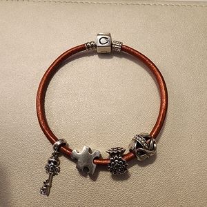 Chamilia Red Leather Bracelet With 4 Beads